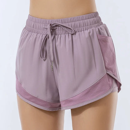 Shorts Esportivos Femininos Soltos Cintura Alta Dry Fit